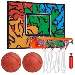 Produktbild: Yaheetech Mini Basketballkorb Mobile Basketballanlage für Tür Basketballkorb-Set mit 1 Handpumpe & 2 Basketbälle Basketballring Backboard