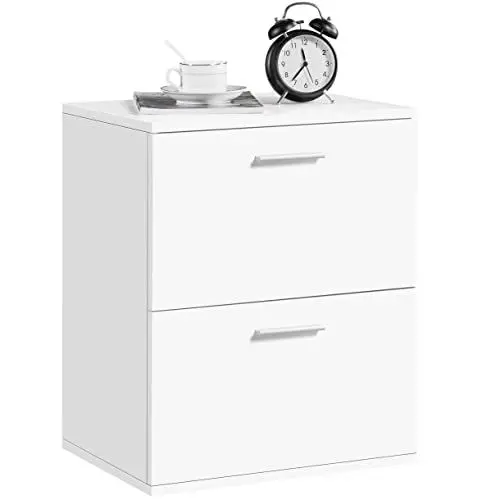 Produktbild: Yaheetech Nachttisch Nachtschrank mit 2 Schubladen Metallgriff Nachtkommode Beistelltisch Boxspringbett Schubladenschrank Nachtkosole für Schlafzimmer/Wohnzimmer, 45 x 35 x 55 cm