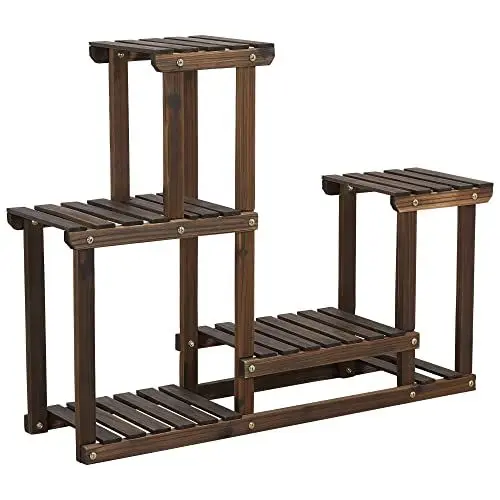 Produktbild: Yaheetech Pflanzenregal Holz, Blumenregal mit 4 Ebenen, Blumenständer Garten, Pflanzentreppe mehrstöckig, für Indoor Balkon Wohzimmer Outdoor Dekor 95x25x73 cm