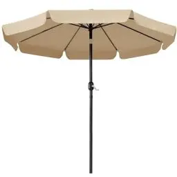 Produktbild: Yaheetech Sonnenschirm mit Volant Φ 267,5 cm Kippbarer Gartenschirm UV-schutz Kurbelschirm Stabile 8 Rippen Sonnenschutz Knickbar Marktschirm für Balkon/Terrasse/Markt/Garten