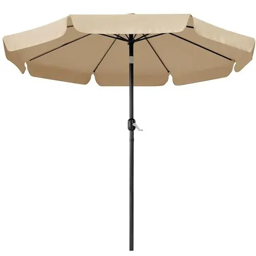 Produktbild: Yaheetech Sonnenschirm mit Volant Φ 267,5 cm Kippbarer Gartenschirm UV-schutz Kurbelschirm Stabile 8 Rippen Sonnenschutz Knickbar Marktschirm für Balkon/Terrasse/Markt/Garten