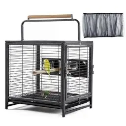 Produktbild: Yaheetech Vogelkäfig Reisevogelkäfig mit Handgriff Vogelvoliere Kleintierkäfig Vogelhaus mit 2 Sitzstangen