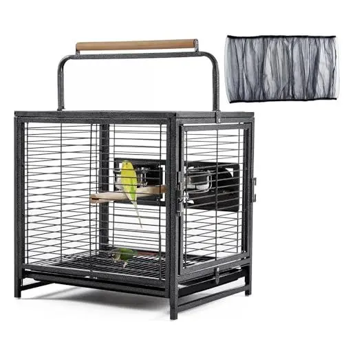 Produktbild: Yaheetech Vogelkäfig Reisevogelkäfig mit Handgriff Vogelvoliere Kleintierkäfig Vogelhaus mit 2 Sitzstangen