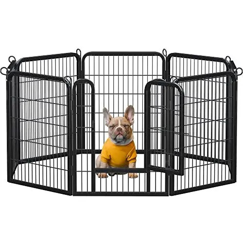 Produktbild: Yaheetech Welpenauslauf 80cm hoch, 8-teilig faltbares Freilaufgehege, Automatische Verriegelung, Welpenlaufstall für Hunde, Katze, Kaninchen, Aufbau werkzeugfrei