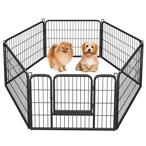 Produktbild: Yaheetech Welpenlaufstall Welpengitter 6 Gitter je 80x 60 cm Welpenauslauf Freigehege für Hund Hundelaufstall Innen/Außenbereich