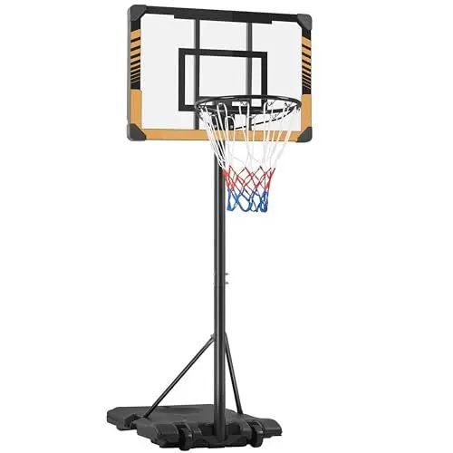 Produktbild: Yaheetech höhenverstellbarer Basketballständer, Basketballkorb mit Rollen, Mobile Basketballanlage Wasser/Sand Befüllbar, Korbanlage für Innen-/Außenbereich 216 cm – 246 cm