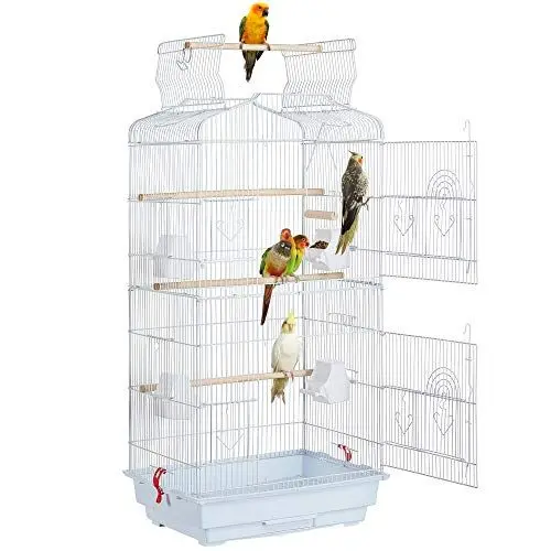 Produktbild: Yaheetech vogelbauer Vogelkäfig Vogelvoliere 46 x 36 x 92cm für wellensittich Finken, Kanarienvögel, Oben zu öffnen