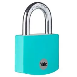 Produktbild: Yale - YE3B/32/116/1/TE Standardsicherheit 32 mm Aluminium Vorhängeschloss - türkis - offener Stahlbügel - 3 Schlüssel