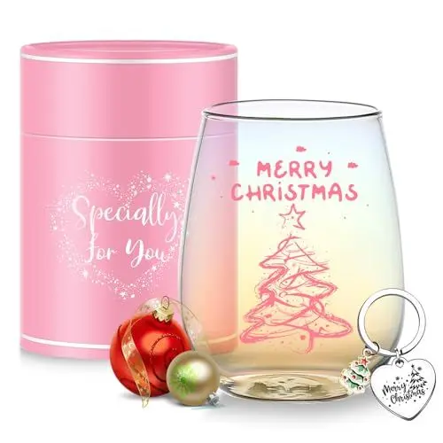 Produktbild: Yalucky Weihnachten Geschenke Wichtelgeschenke Für Frauen Weingläser Weihnachtstasse Weihnachtsgläser Glühweintassen Trinkgläser Becher,Mama,Kollegen,Beste Freundin Geschenke Xmas Weihnachtsgeschirr