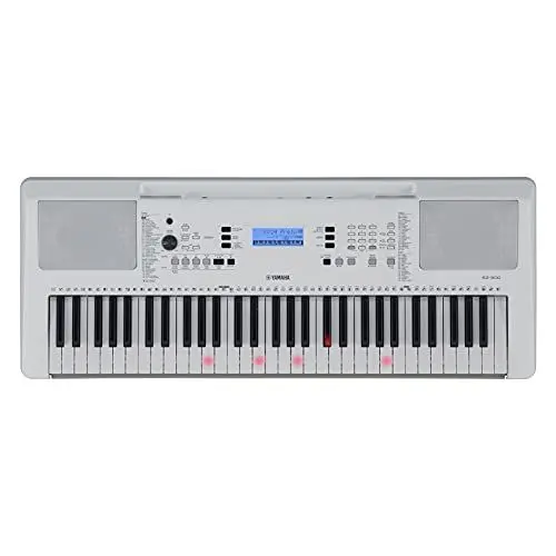 Produktbild: Yamaha EZ-300 Digital Keyboard, weiß – Portables Lern-Keyboard mit USB-to-Host-Anschluss – Keyboard mit 61 anschlagdynamischen Leuchttasten