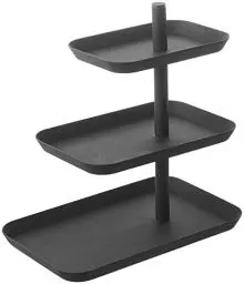 Produktbild: Yamazaki 4281 TOWER Etagere mit 3 Ebenen, schwarz, Stahl, Minimalistisches Design, 24,7 x 15,7 x 25,7 cm (LxBxH)