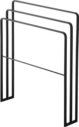 Produktbild: Yamazaki 4980 TOWER Badetuchständer mit drei Stangen, schwarz, Stahl, minimalistisch, 70 x 14 x 81 cm