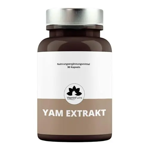 Produktbild: Yamswurzel Kapseln hochdosiert 500mg - Vegan Mexican Wild Yam Extrakt + D3 - Unterstützung für Frauen, Frauen Power von VitaminFuchs - 1er Pack - (60 Stück)