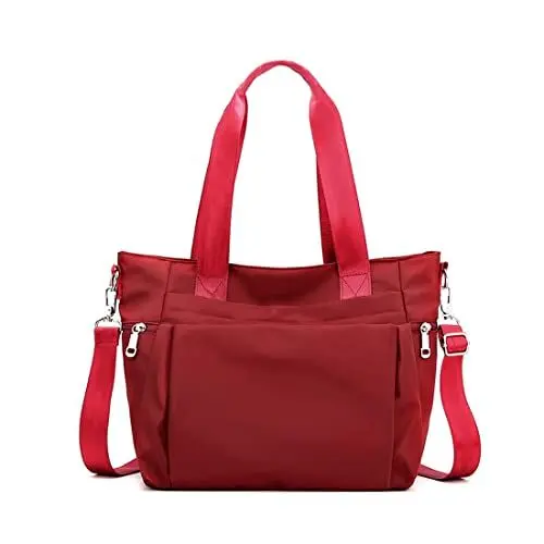 Produktbild: YANAIER Damen Handtaschen Schultertasche Wasserdicht Nylon Casual Multifunktionale Umhängetaschen Damen Hobos Schultertasche Shopper Tasche Burgund