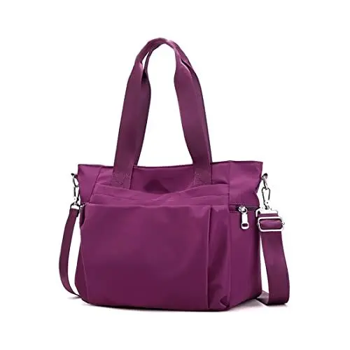 Produktbild: YANAIER Damen Handtaschen Schultertasche Wasserdicht Nylon Casual Multifunktionale Umhängetaschen Damen Hobos Schultertasche Shopper Tasche Lila
