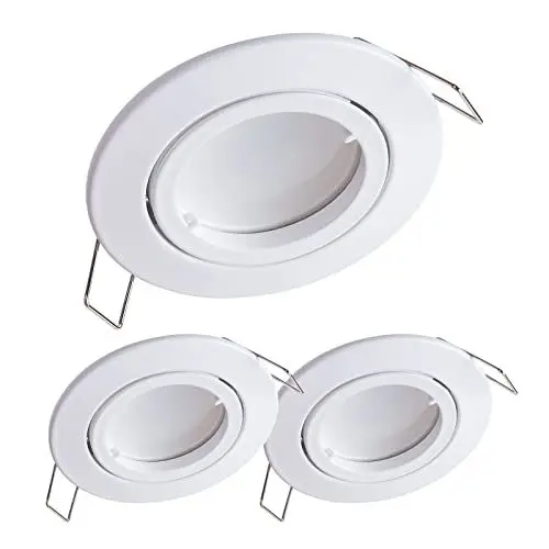 Produktbild: YanFeiYit Premium Ultra Flach Led Einbauleuchte | 5W 230V austauschbares Keramik Modul | Dimmbar | Schwenkbar Einbaustrahler | Matt Weiß rund | Kaltweiß 6000K (3er Set)