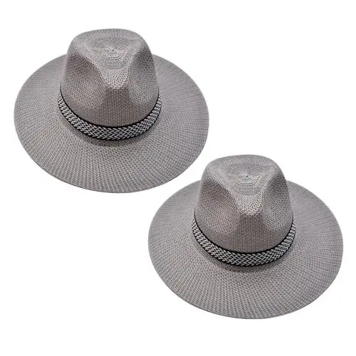 Produktbild: YANFJHV 2er-Pack Sonnenhut für Herren mit breiter Krempe, waschbar, hautfreundlich, Strandhut für den Fischerhut Große Größe (Grey, One Size)