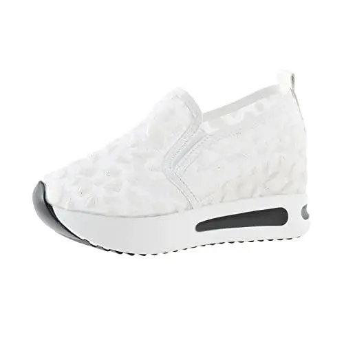 Produktbild: YANFJHV Atmungsaktive Mmesh-Paillettendekoration Dicke Sohlen Lässige Sport-Schaukelschuhe S Damen Schuhe 40 (White, 38)