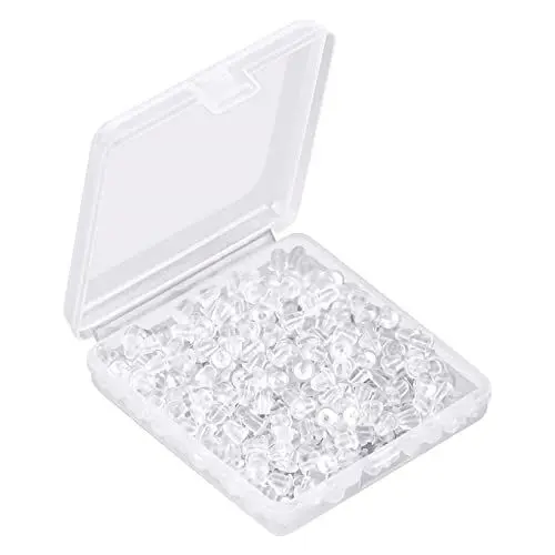 Produktbild: YANFJHV Ersatz-DIY-Ohrringverschlüsse aus weichem, transparentem Silikon, Kupplungsstopper, transparent Zirkonen Für Schmuck (Clear, One Size)