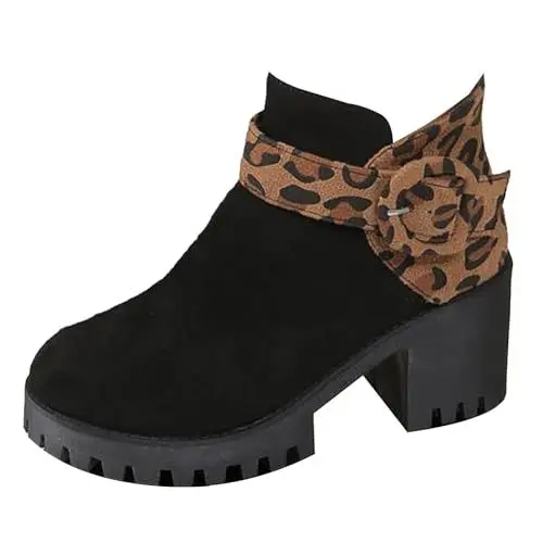 Produktbild: YANFJHV Fashion Dicke Sohle Blockabsatz Damenstiefel Atmungsaktive Mode Rundkopf Blockabsatz Damenschuhe Schuhe 40 Damen (Brown, 42)