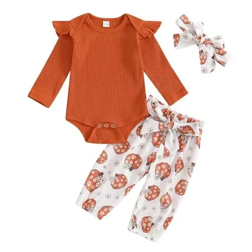 Produktbild: YANFJHV Gr. 56 Set mit Halloween-Sweatshirt und Hose aus Baumwolle mit Streifen und Langen Ärmeln für Mädchen (Red, 6-12 Months)