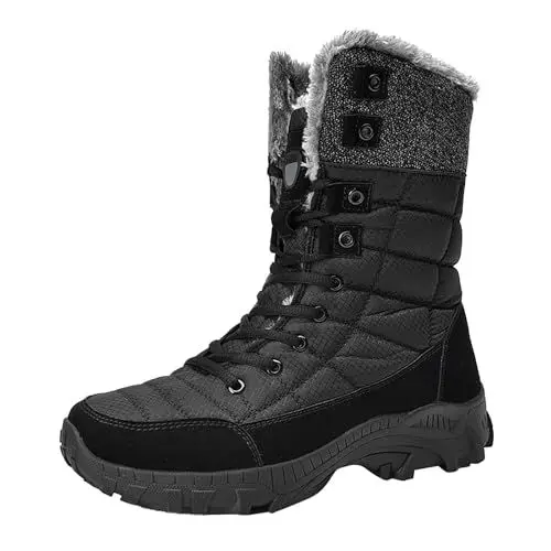 Produktbild: YANFJHV Herren-Schneestiefel, High-Top-Schneestiefel, modische, lässige Turnschuhe, atmungsaktive, flache Freizeitschuhe, gepolsterte, warme Herrenstiefel für den Winter Größentabelle (Black, 39)