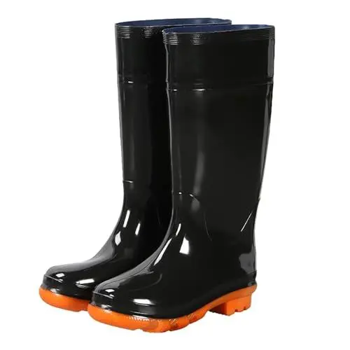 Produktbild: YANFJHV Hohe Regenschuhe Herren PVC-Gummischuhe In der Röhre Wasserschuhe Hersteller Männliche Arbeit Rutschfeste Sehnensohlen Regenstiefel Herren Schuhe 41,5 (I, 39)