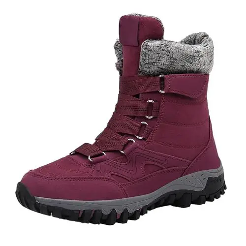Produktbild: YANFJHV Paar Schneestiefel Herren High Top Schneestiefel Mode Casual Sneakers Damen Schneestiefel Winter Gepolsterte Warme Herrenstiefel D. Schuhe Herren (Wine, 41)