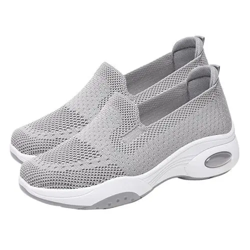 Produktbild: LOIJMK Weiche, atmungsaktive, gewebte Go-Walking-Slip-on-Schaumstoffschuhe für Damen mit Fußgewölbeunterstützung, Sportschuhe und Freizeitschuhe Durchsichtige Schuhe Damen (Grey, 37)