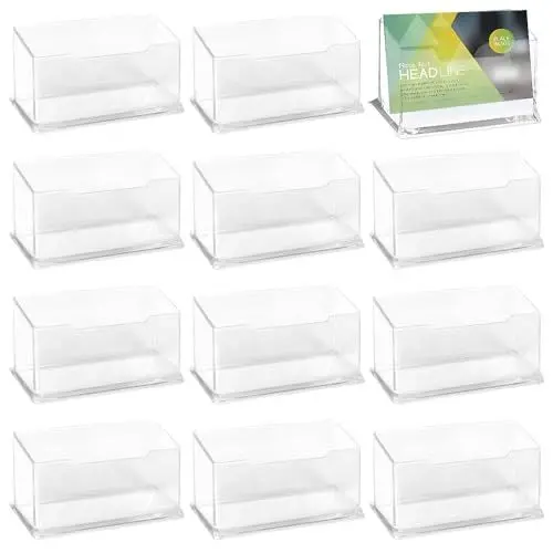 Produktbild: YANGUN 12 Stück Visitenkartenhalter, Visitenkartenhalter Acryl, Visitenkartenständer, Visitenkarten Aufsteller für Büro Sammlung Veranstalter