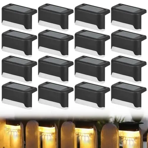 Produktbild: YANGUN 16 Stück Solarlampen für Außen Garten, Solar Aussentreppenleuchten, Wasserdichte Solarleuchten Garten Dekoration, Led Solar Gartenleuchten für Terrasse Treppen Dekoration, Warmweiß