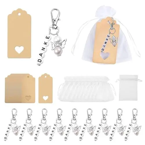 Produktbild: YANGUN 20 Sets Schutzengel Anhänger, Gastgeschenke Hochzeit mit Organza Tasche, Gastgeschenke Taufe Hochzeit für Kommunion Gastgeschenke Konfirmation Taufe