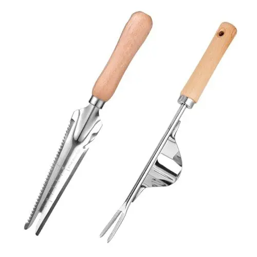 Produktbild: YANGUN 2 Stück Garten Manueller Weeder, Unkrautstecher Garden, Handjätgerät für den Garten, Manuelles Unkrautjätgerät aus Edelstahl, Manueller Weeder zum Graben zum Graben, Jäten, Lösen