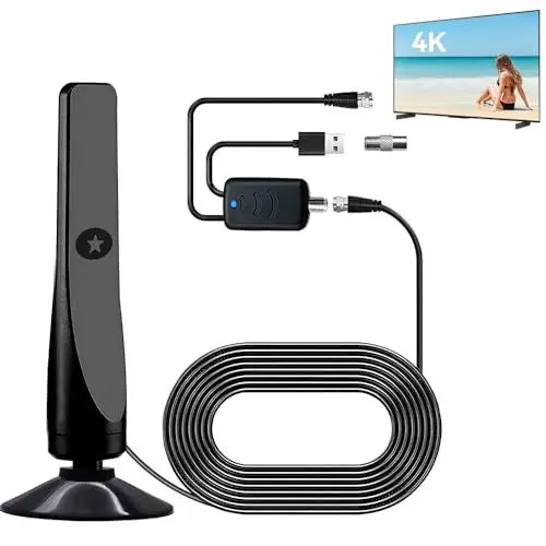 Produktbild: YANGUN DVBT2 Antenne, DVB-T & DVB-T2 Antennen mit Verstärker, TV-Antenne Mit Magnetfuß, Kabel DVB-T2 Antenne, HDTV Zimmerantenne 3 Meter Kabel, Unterstützt 1080p HD-Kanäle & Alle TV-Geräte