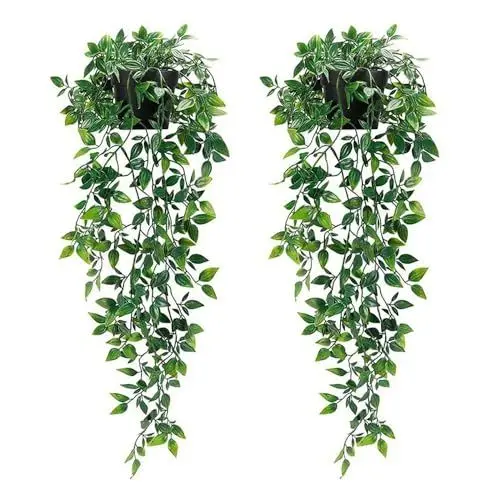 Produktbild: YANGUN Künstliche Pflanzen hängend, Künstliche Hängepflanzen, Kunstpflanze Hängend im Topf, Künstliche Hängepflanzen mit Töpfen für Büro, Garten, Party, Wanddekoration