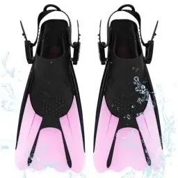 Produktbild: YANGUN Schnorchelflossen, Verstellbare Schwimmflossen Gr.34-38, Unisex Taucherflossen für Kinder & Erwachsene, Kurze Flossen Kinder Erwachsene Verstellbare Flossen für Schwimmen und Schnorcheln (Blau)