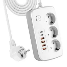 Produktbild: YANGUN Steckdosenleiste mit USB, Mehrfachsteckdose USB C, 2 Meter Steckdosenleiste Schalter Steckdose USB C mit Schalter, Steckdosen Steckdosenleiste mit 4 USB und 2 USB C für Küche, Büro, Reise