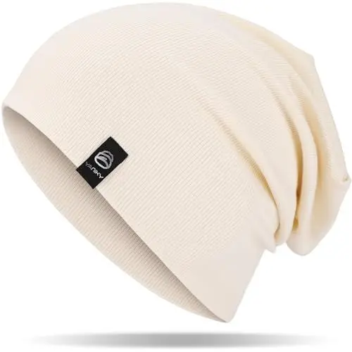 Produktbild: YANIKY Mütze Damen, Leichte Beanie Mütze Herren, Baumwolle Weiche Bequeme Dünne Mütze, Unisex Slouch Beanie Longbeanie für Alle Jahreszeiten (Beige)