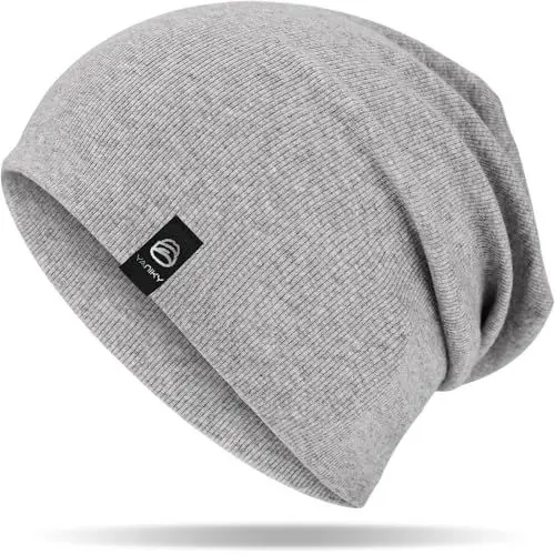 Produktbild: YANIKY Mütze Damen, Leichte Beanie Mütze Herren, Baumwolle Weiche Bequeme Dünne Mütze, Unisex Slouch Beanie Longbeanie für Alle Jahreszeiten (Grau)