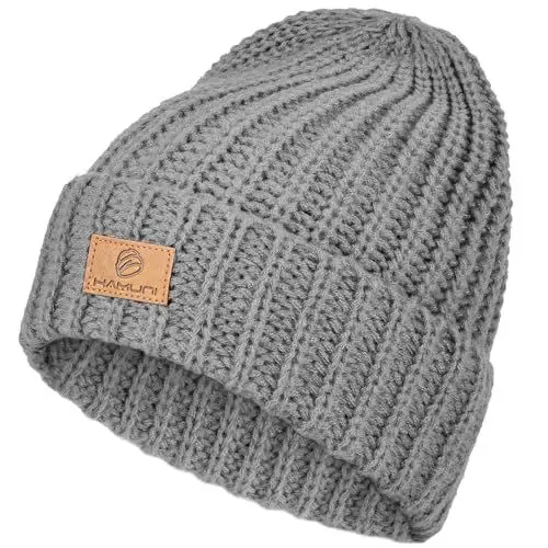 Produktbild: YANIKY Mütze Damen Strickmütze Herren Warme Winter Mütze Unisex Weiche Slouch Beanie Mütze Grobstrick Wintermützen Perfekt für die kalte Jahreszeit im Herbst und Winter (Grau)