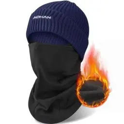 Produktbild: YANIKY Sturmhaube with Beanie Mütze, Winddicht Warm Gesichtshaube, Winter Balaclava für Herren Damen, Strickmütze Skimaske 2 in 1 Für Fahrrad, Motorrad,Radfahren Skifahren Laufen