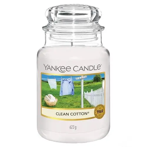 Produktbild: Yankee Candle Duftkerze im Glas (groß) | Clean Cotton | Kerze mit langer Brenndauer bis zu 150 Stunden | Perfekt zum Muttertag | Geschenke für Frauen