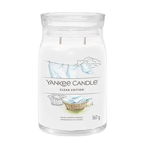Produktbild: Yankee Candle Signature Duftkerze ·· große Kerze mit langer Brenndauer „Clean Cotton“ ·· Soja-Wachs-Mix