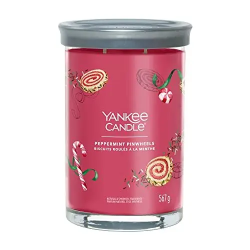 Produktbild: Yankee Candle Signature Duftkerze ·· große Tumbler-Kerze mit langer Brenndauer „Peppermint Pinwheels ·· Soja-Wachs-Mix ·· Perfekte Geschenke für Frauen
