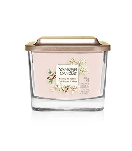 Produktbild: Yankee Candle kleine Duftkerze mit 1 Docht | Snowy Tuberose | Brenndauer bis zu 28 Stunden | Elevation Kollektion mit Plattformdeckel