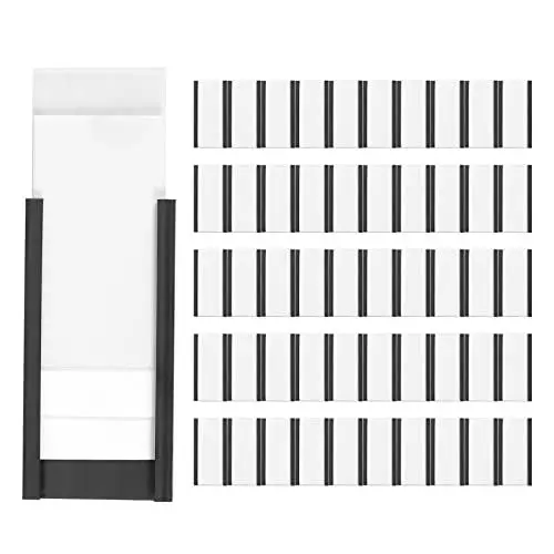 Produktbild: Yannjie 50-Teilige Magnetische Etiketten Halter mit Magnetischen Daten Karten Haltern mit Durchsichtigen Kunststoff Schutz Folien für Metall Regale (1 X 2)
