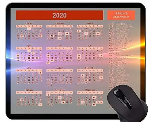 Produktbild: Yanteng 2020 Kalender Hd Font Gaming Mauspad, Ice Fire Themed Mauspad mit genähtem Rand