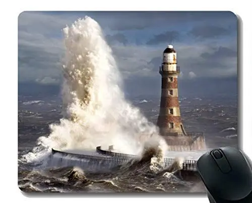 Produktbild: Yanteng Naturkautschuk-Mauspad mit künstlicher Leuchtturm-Tapete Bedruckt - genähte Kanten