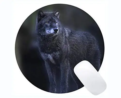 Produktbild: Yanteng Runde Mauspad rutschfeste Naturkautschuk-Rechteck-Runde Mauspads, Tierwolf hohe Gaming Mousepad Mat