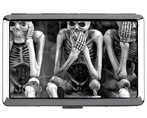 Produktbild: Yanteng Silber Edelstahl Zigarettenetui, Schädel Tod weiß glücklich Horror Name Card Holder